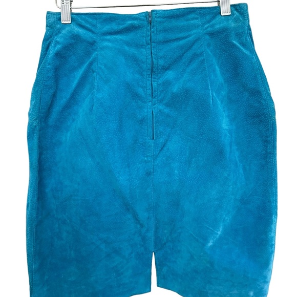 Margaret Godfrey  Union Made Turquoise Suede Skirt Suit  Vtg S 10 - Picture 5 of 14